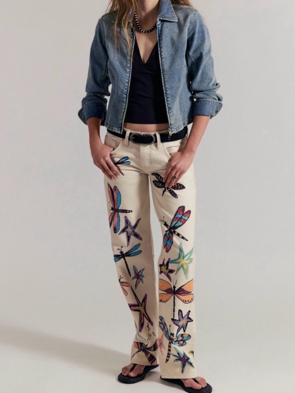 Free People We The Free Tennessee Low-Rise Illusions Jeans Dragonfly Size 26 NWT - Picture 4 of 8